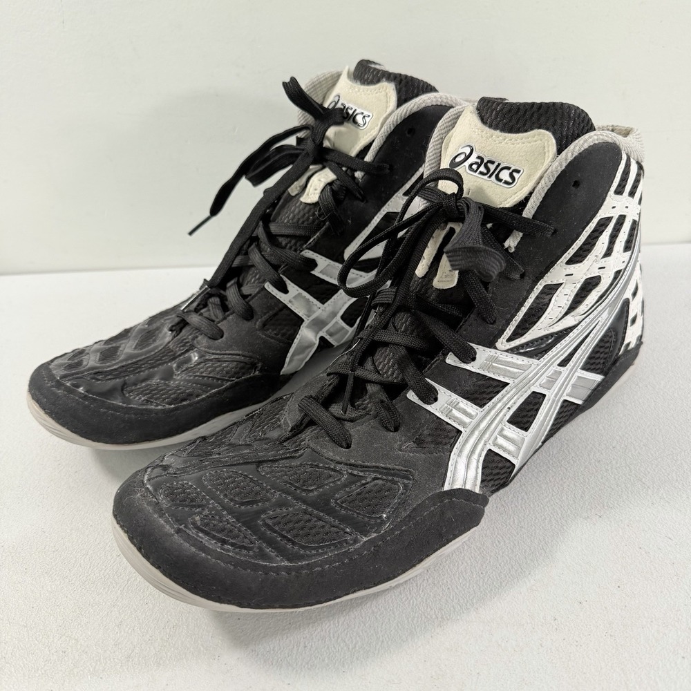 Asics Split Second Black Silver Matflex Mens Wrestling Shoes J203J - Size 13